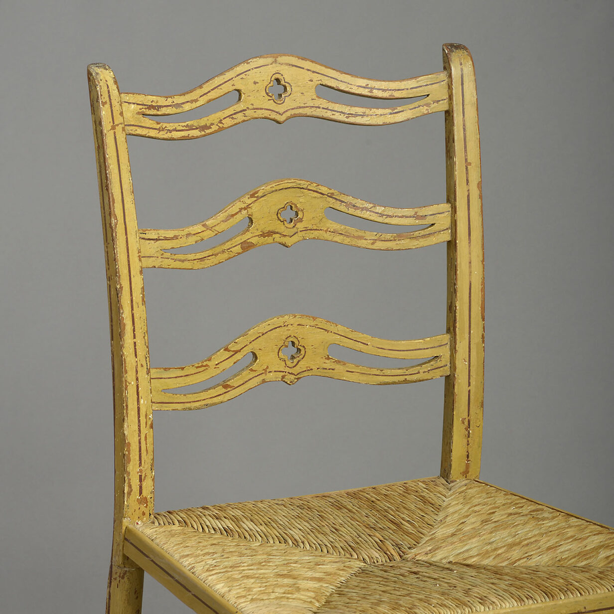 Set of Four 18th Century George III Period Painted Ladder Back Side Dining Chairs