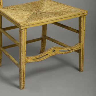 Four painted ladder back dining chairs