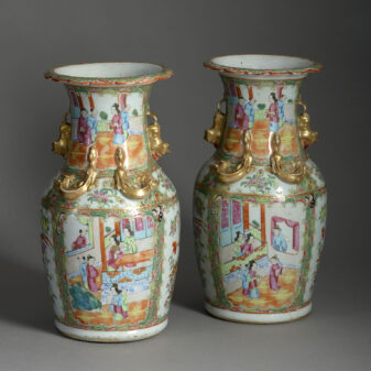 Pair of Canton Porcelain Vases