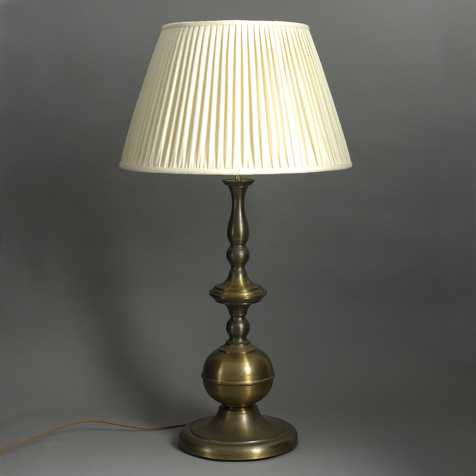 Large 20th Century Turned Brass Table Lamp