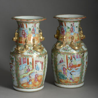 Pair of Canton Porcelain Vases