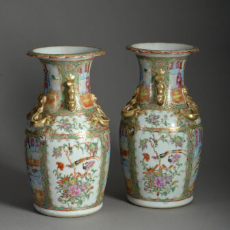 Pair of canton porcelain vases