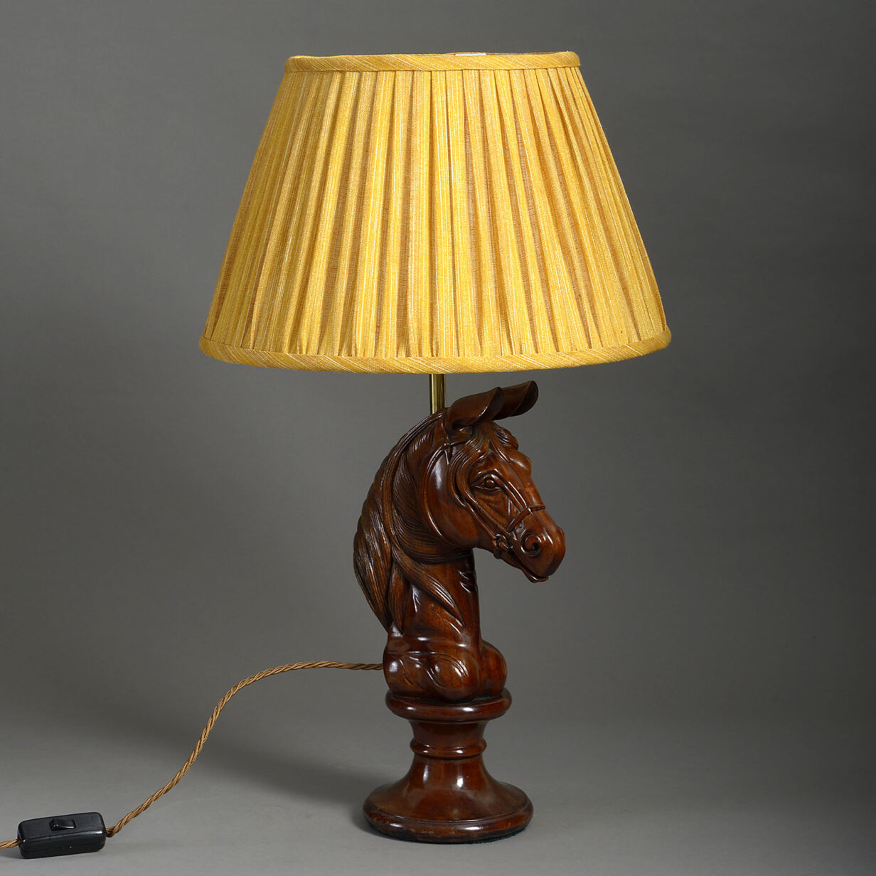 Mahogany horse lamp