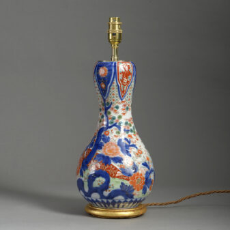 Late 19th Century Meiji Period Imari Porcelain Gourd Vase Lamp