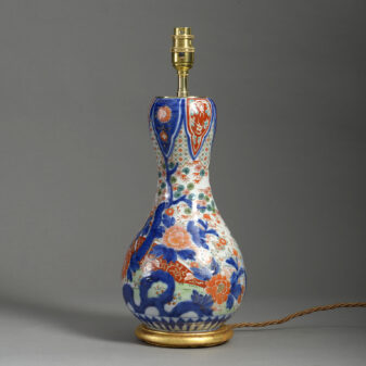 Late 19th century meiji period imari porcelain gourd vase lamp