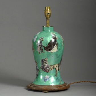 20th century green chinoiserie decalcomania vase lamp