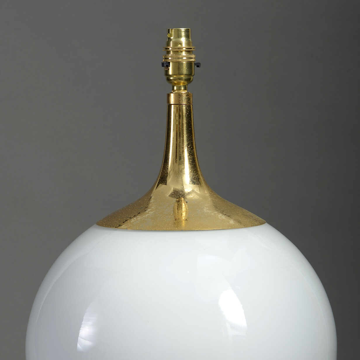 Mid-20th century opaline and gilt metal futurist lamp