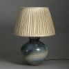 Bulbous blue pottery vase lamp