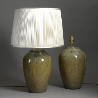 Pair of Flecked Glaze Vase Lamps