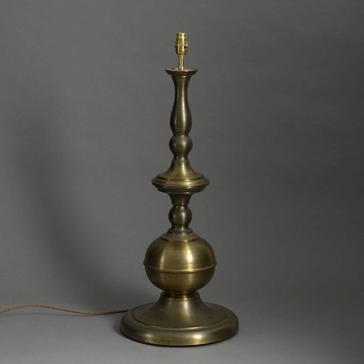 Turned brass table lamp