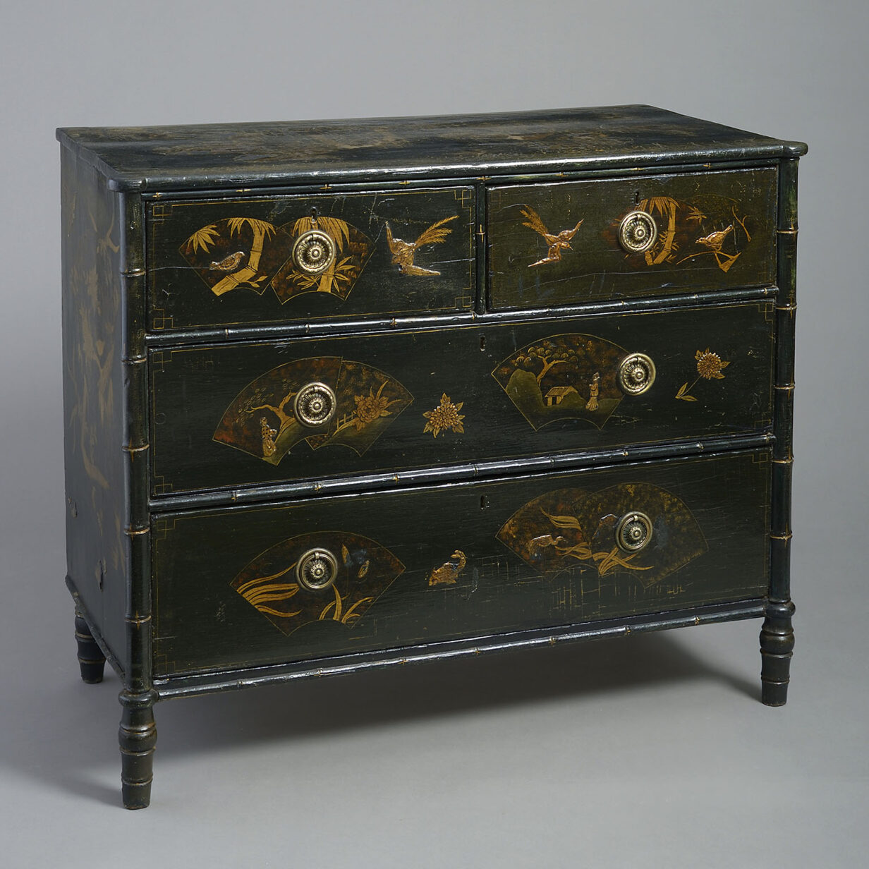 Regency japanned chest of drawers