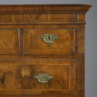Early 18th century george i period burr walnut chest on stand or tall boy