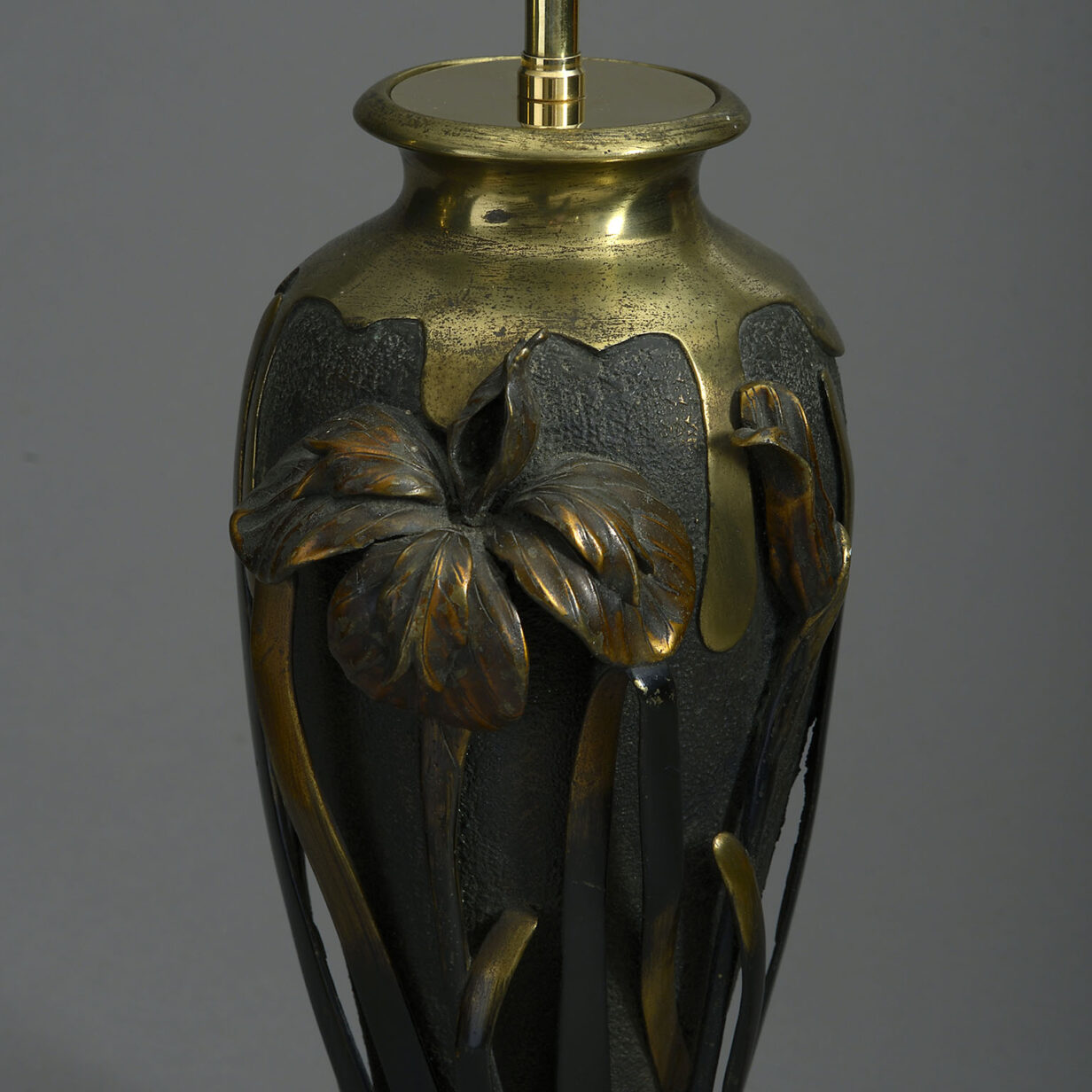 Pair of 19th Century Meiji Period Bronze Vase Lamps