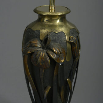 Pair of 19th century meiji period bronze vase lamps