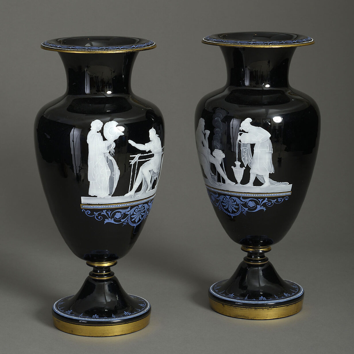 Pair of opaline glass vases