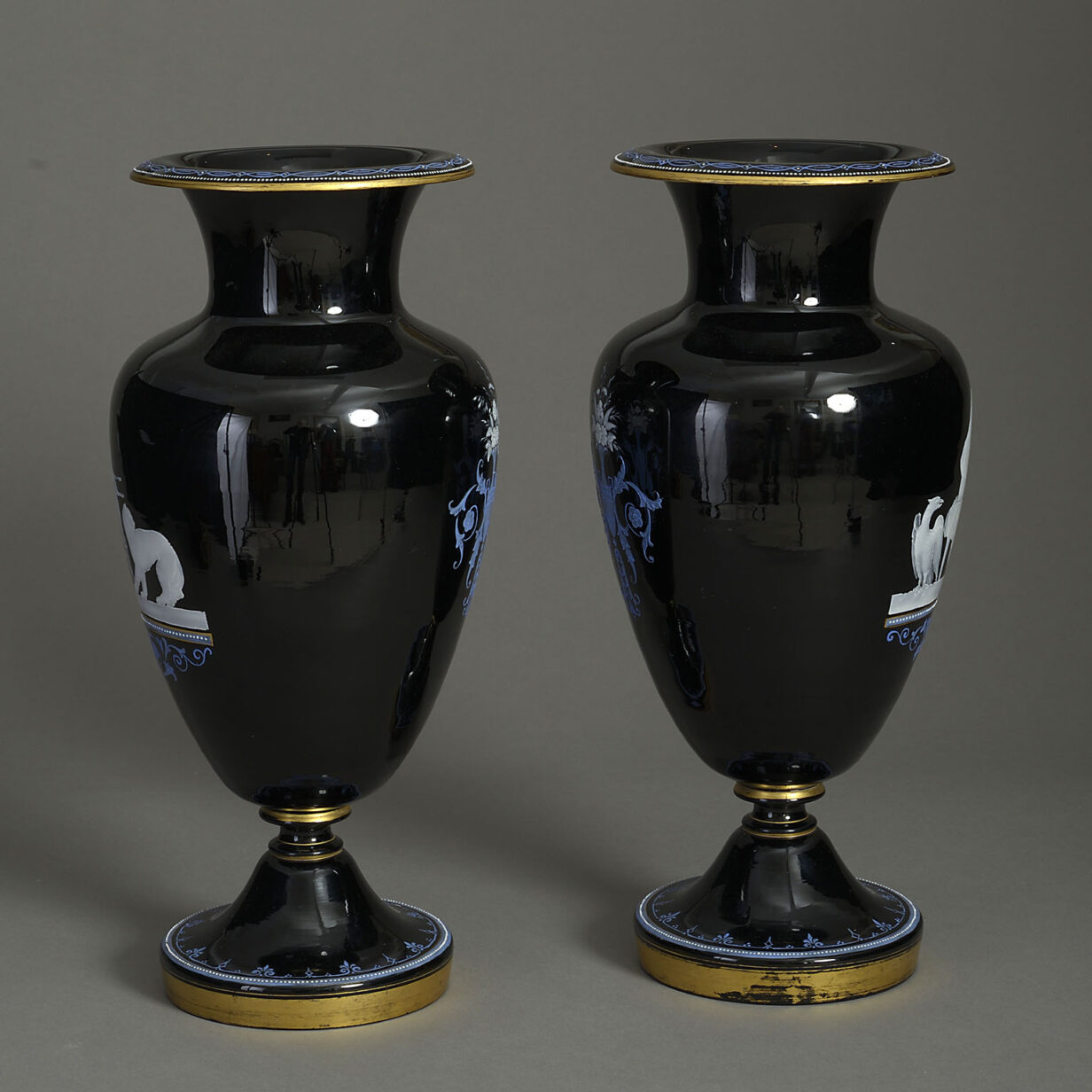 Pair of opaline glass vases