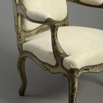 19th Century Painted Louis XV Style Open Armchair