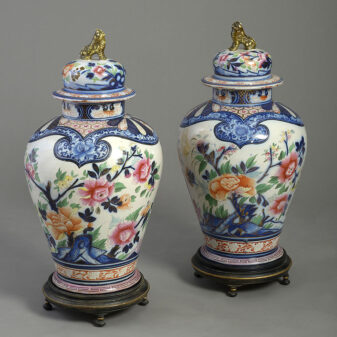 Pair of Imari Faience Vases