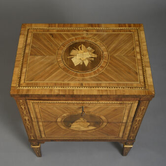 A fine late 18th century marquetry commode of small scale