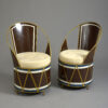 Pair of tole drum armchairs