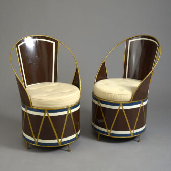 Pair of Tole Drum Armchairs