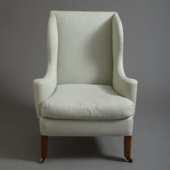 Early 18th century queen anne period wing armchair