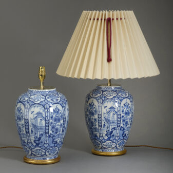 Pair of Blue and White Delft Vase Lamps