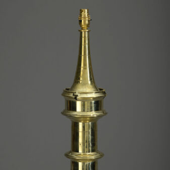 Tall early 20th century polished brass lighthouse lamp
