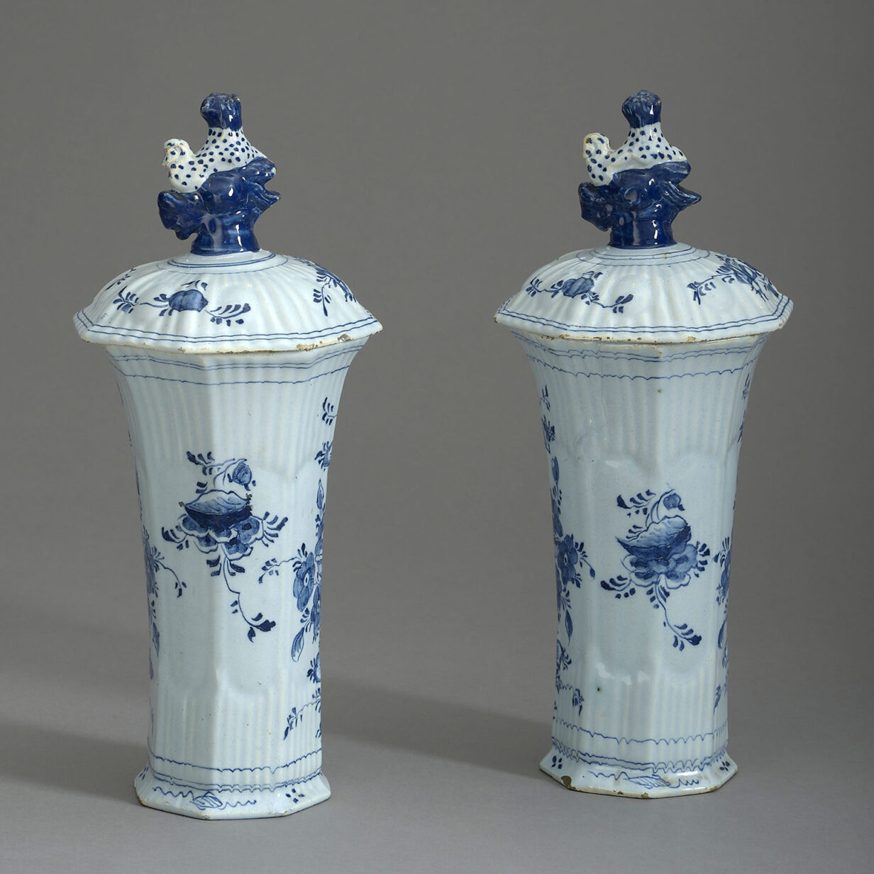 Pair of blue and white delft vases