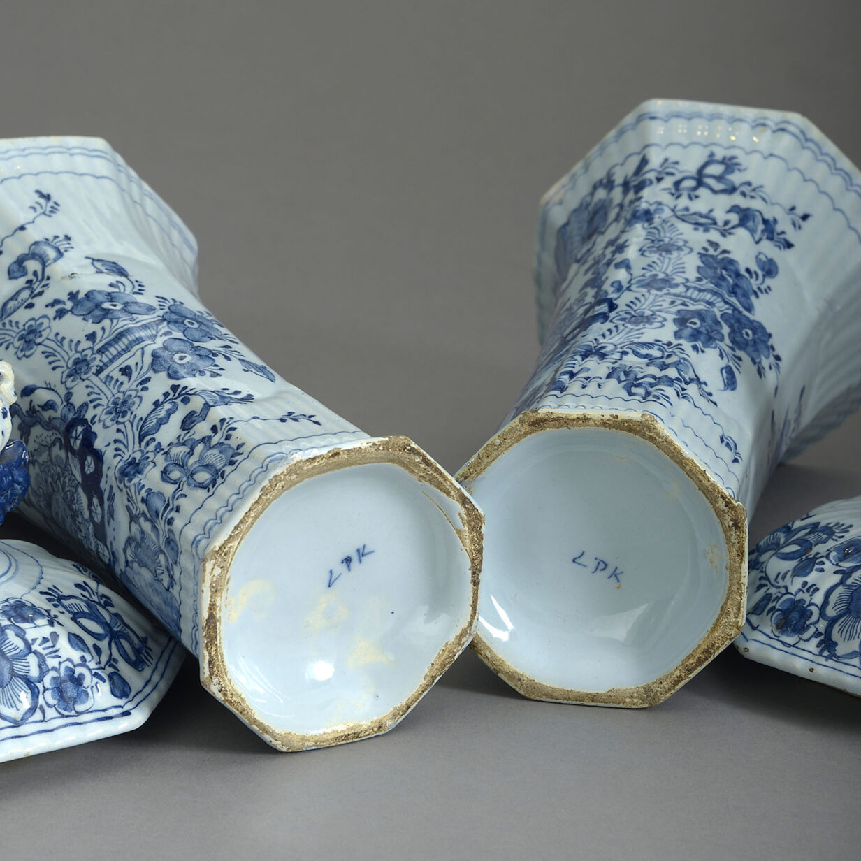 Pair of blue and white delft vases