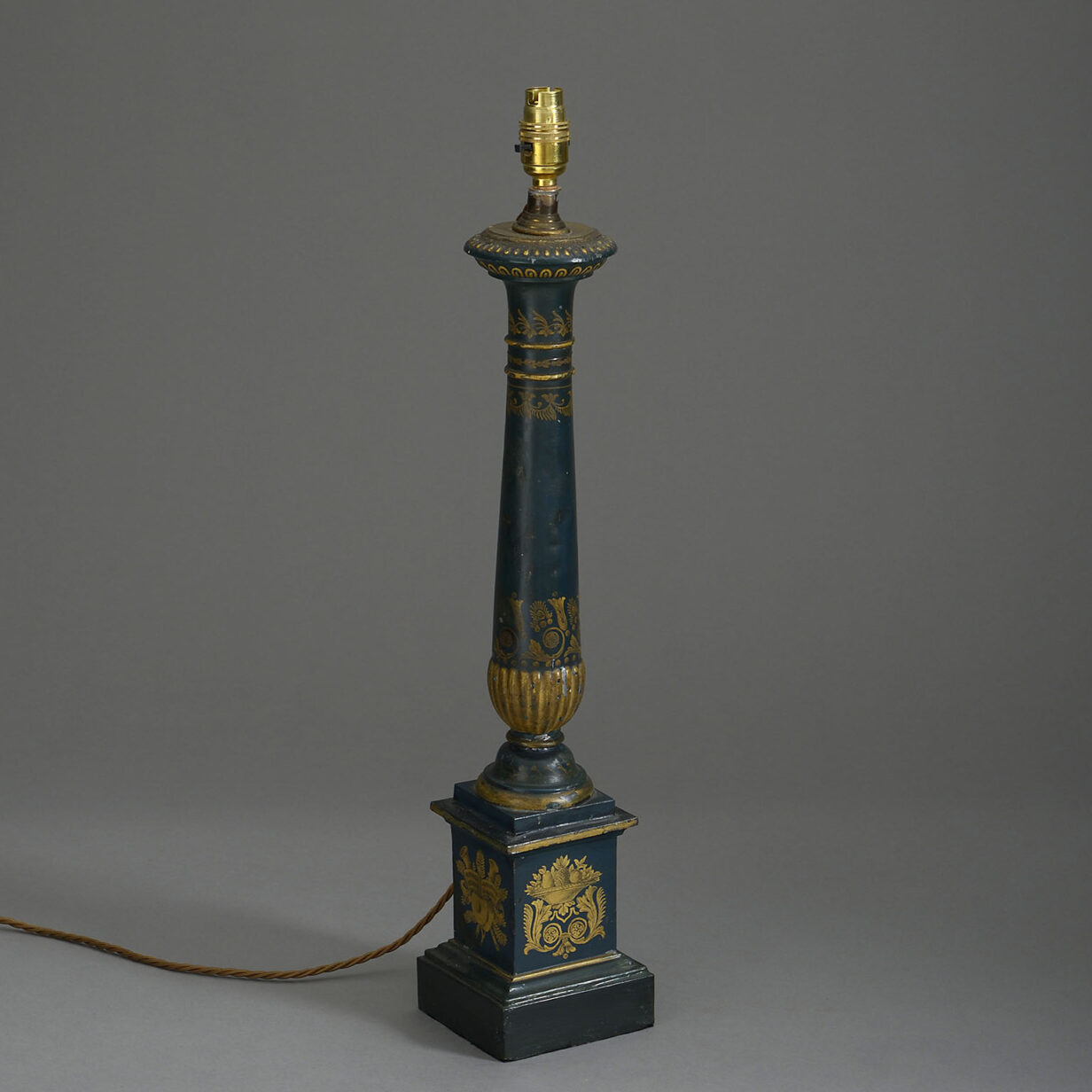 Empire style tole column lamp
