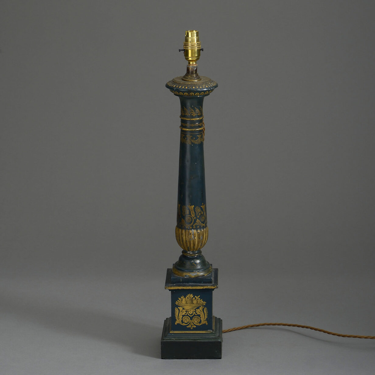 19th Century Empire Style Tole Column Lamp