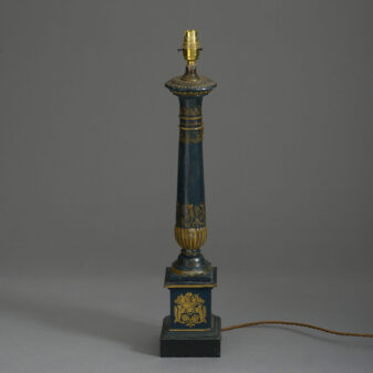 19th century empire style tole column lamp