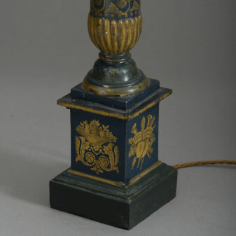 Empire style tole column lamp