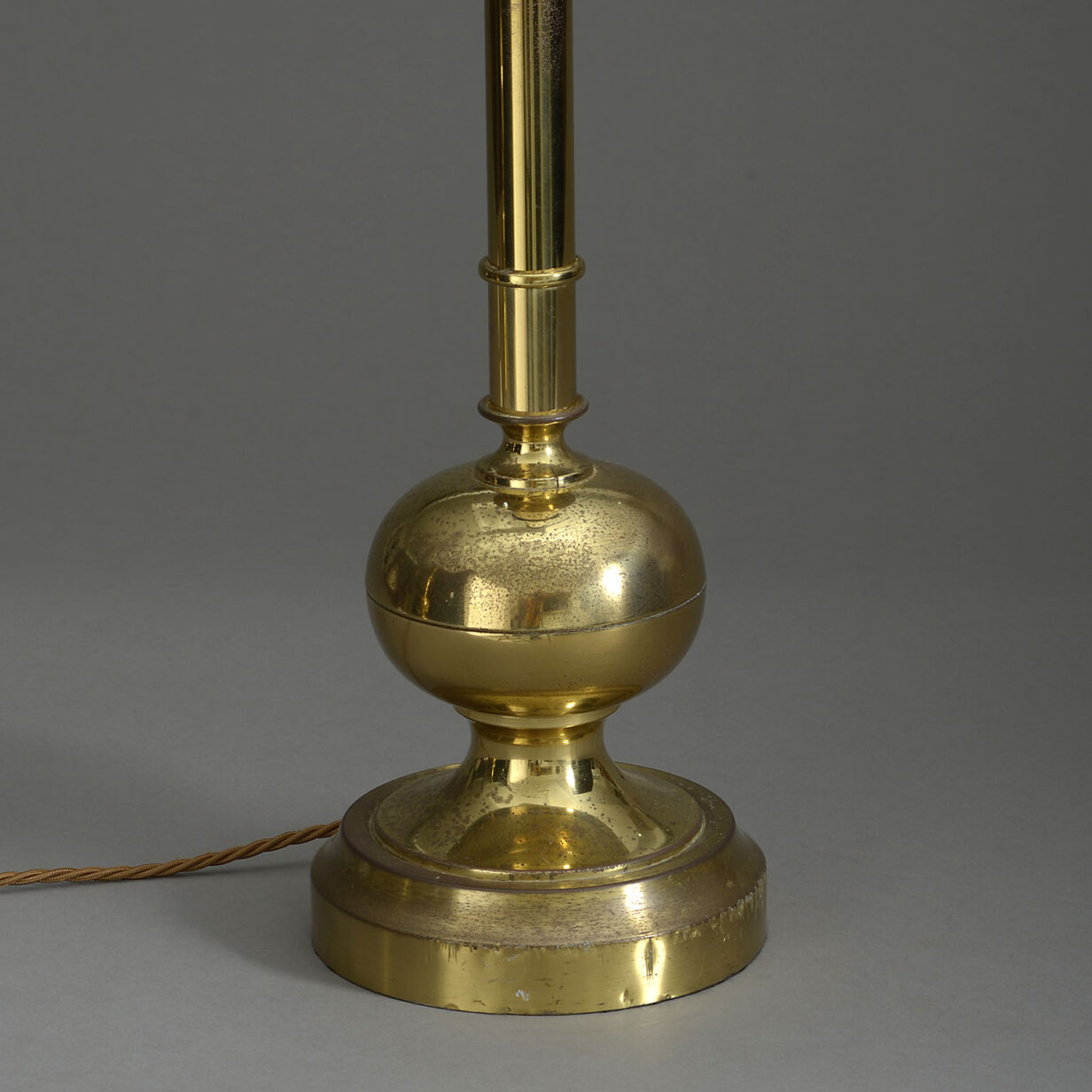 Pair of 20th century brass column lamps