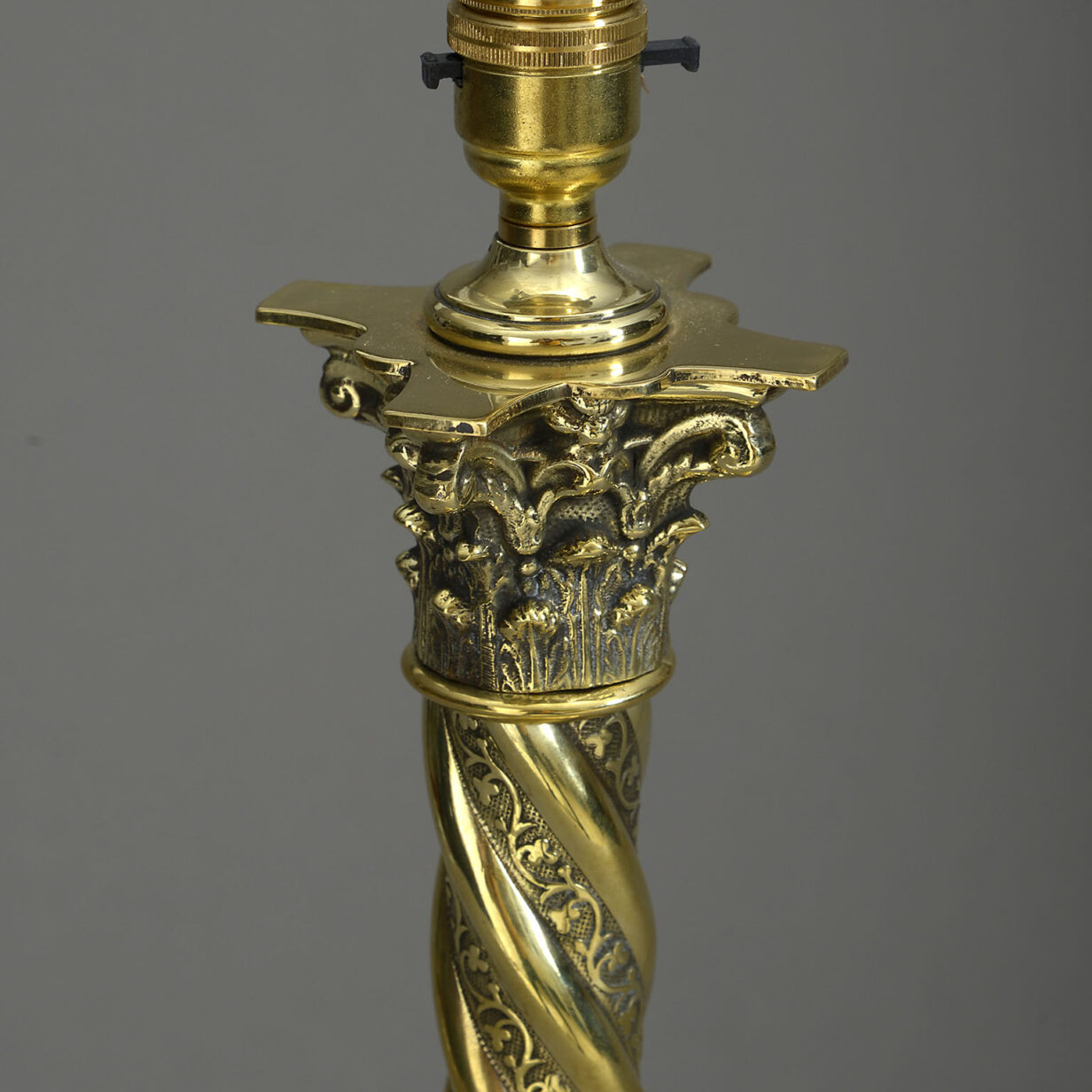 19th century victorian period polished brass column lamp