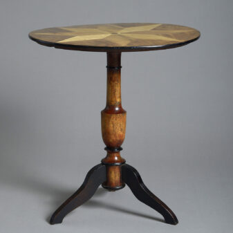 Late 18th century starburst inlaid walnut gueridon