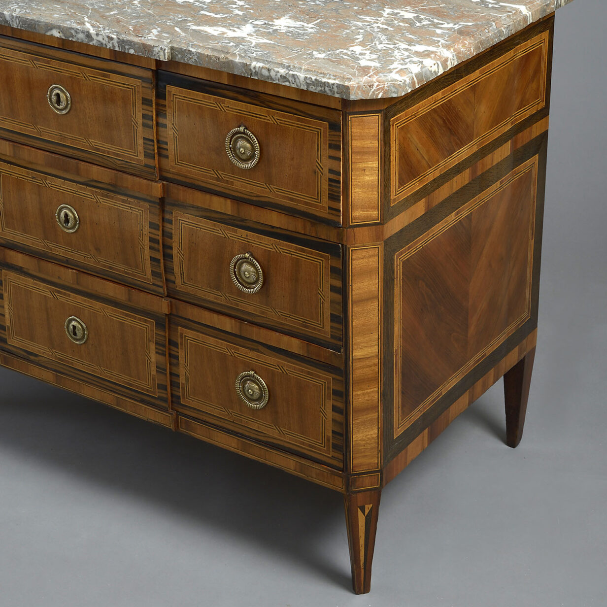 Late 18th century parquetry inlaid commode