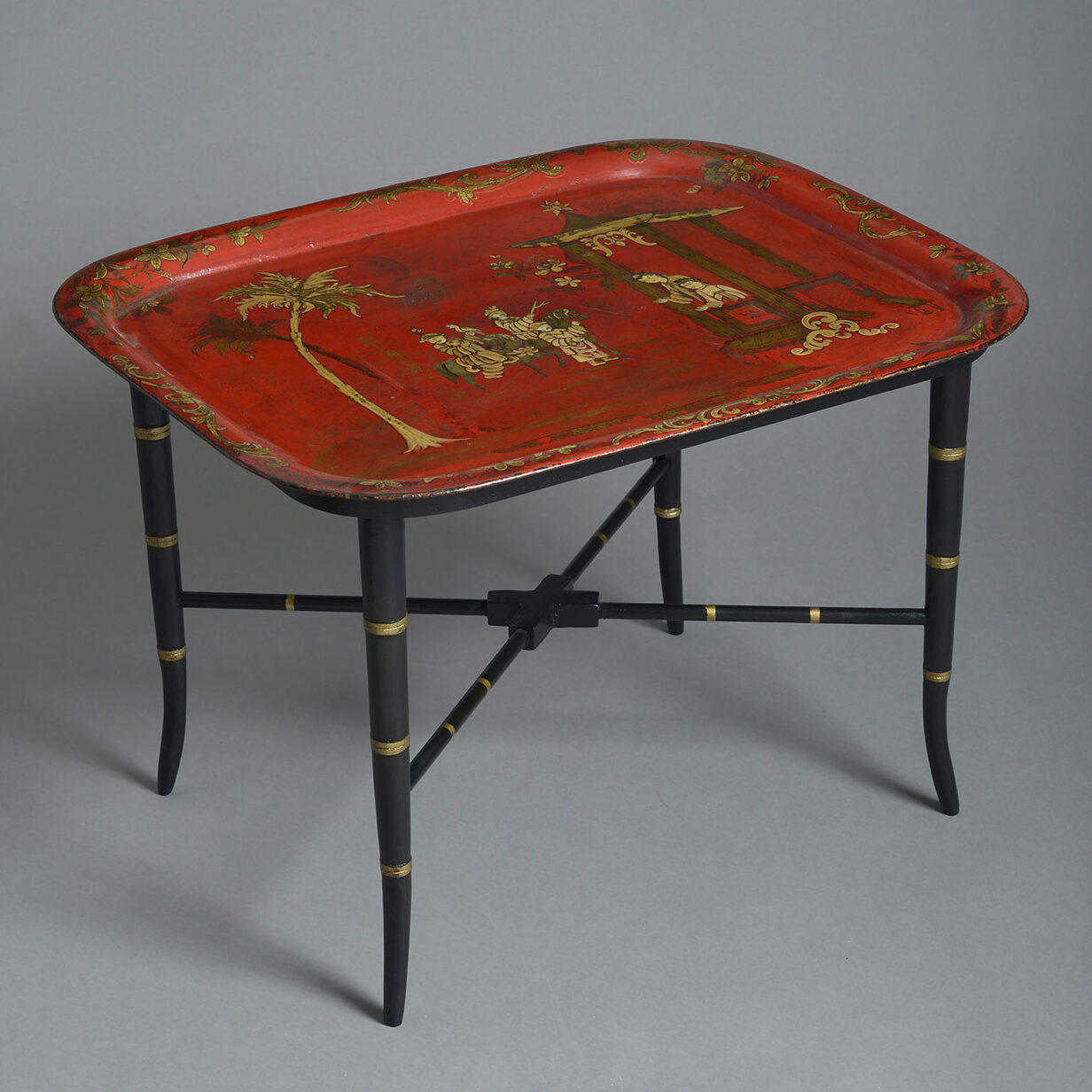 Red japanned tray table