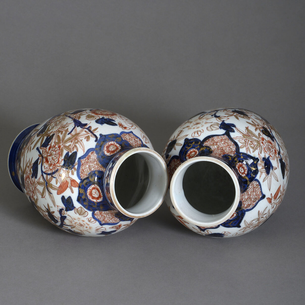 Pair of late 19th century meiji period imari porcelain vases