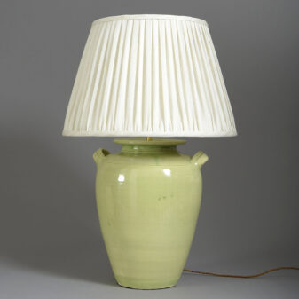 Green Glazed Pottery Vase Lamp