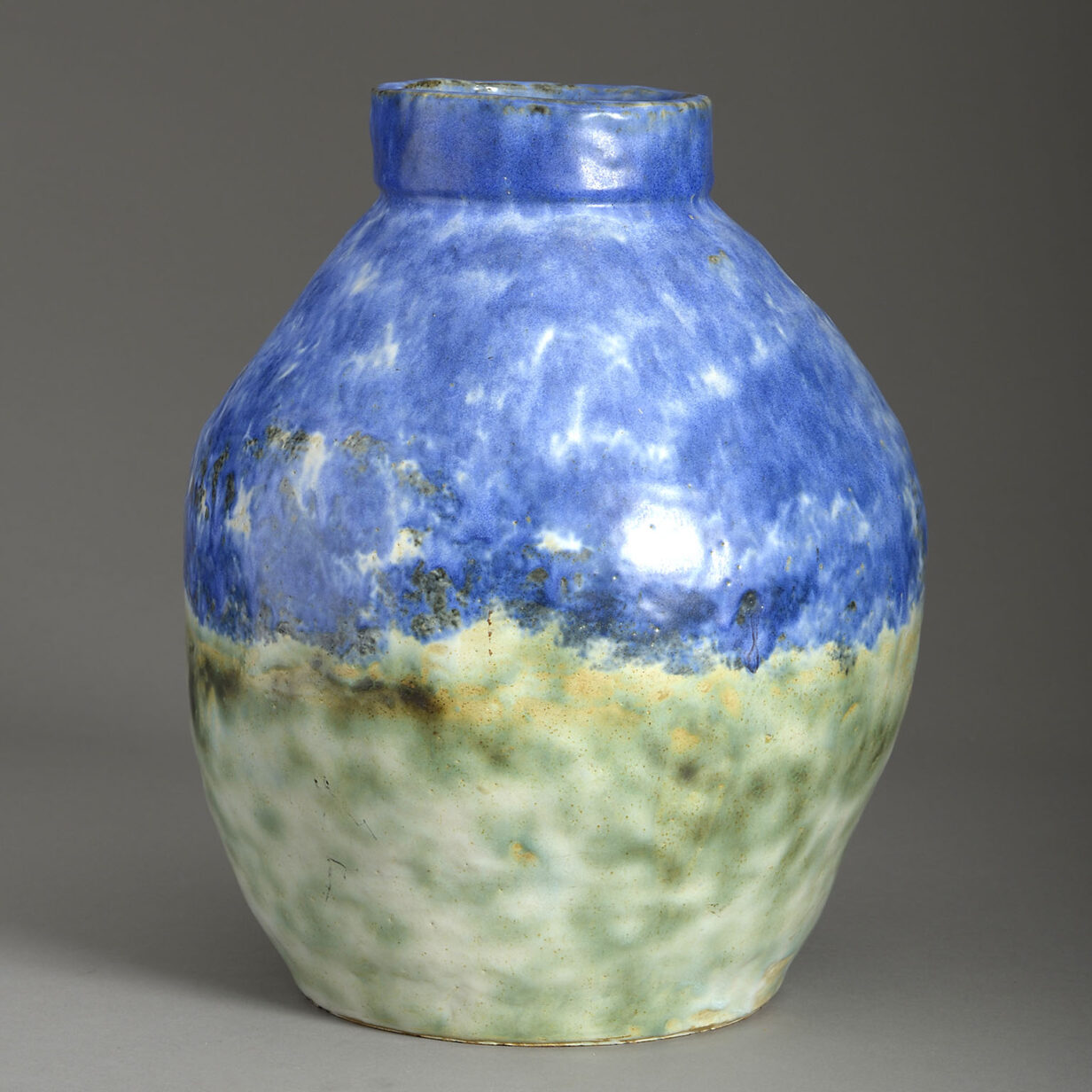 20th century blue and green glazed studio pottery vase
