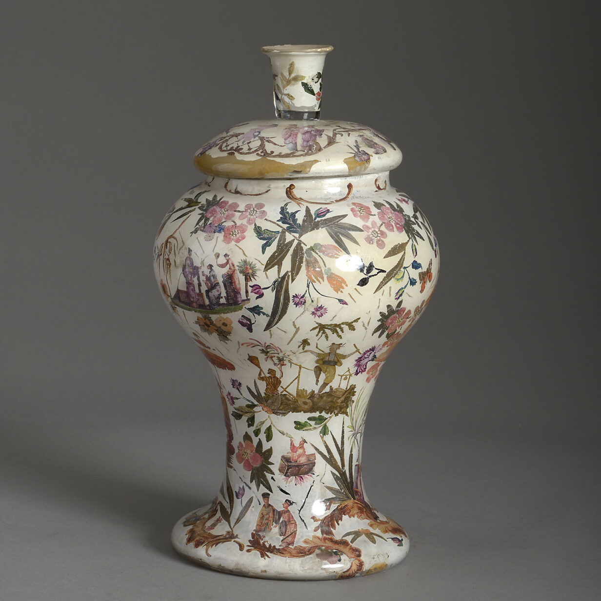 19th century decalcomania vase and cover