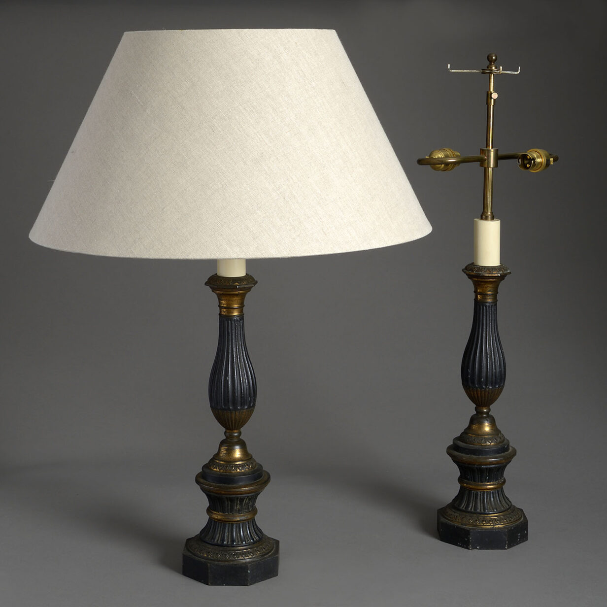 Pair of tole lamps