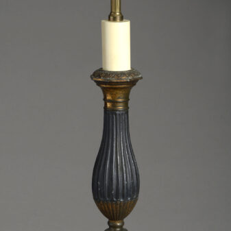 Pair of 19th century tole and gilt metal column lamps