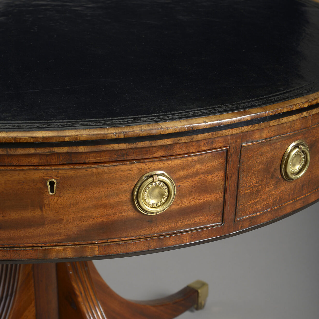 Late 18th Century George III Period Mahogany Drum Table