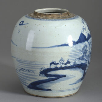 Early 19th century qing dynasty blue and white porcelain jar