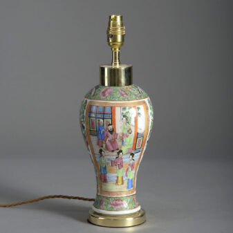 19th century famille rose porcelain vase lamp
