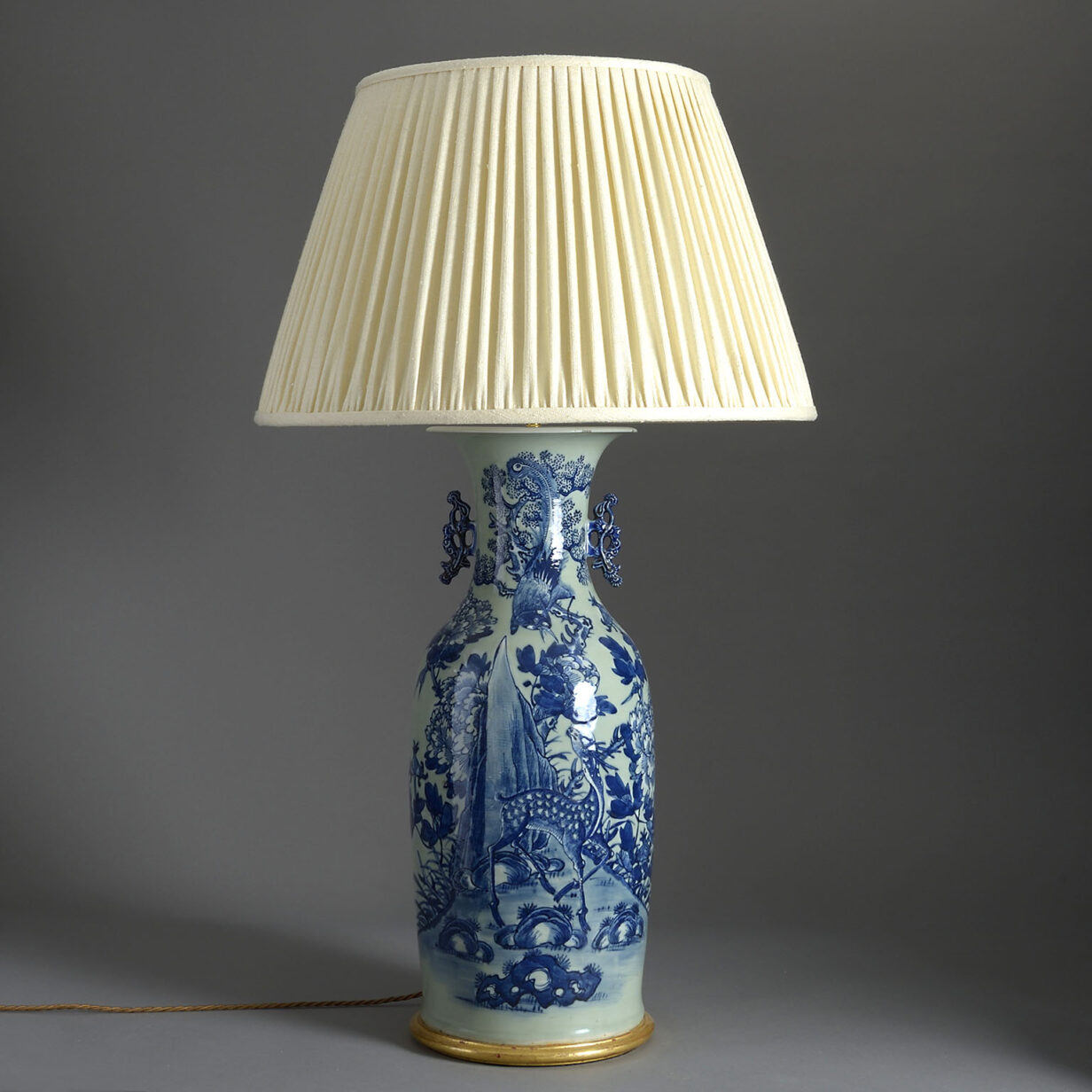 Tall celadon vase lamp