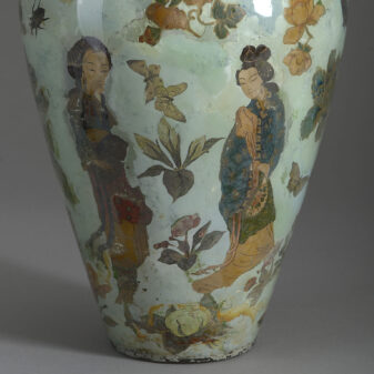 19th century decalcomania glass vase and cover